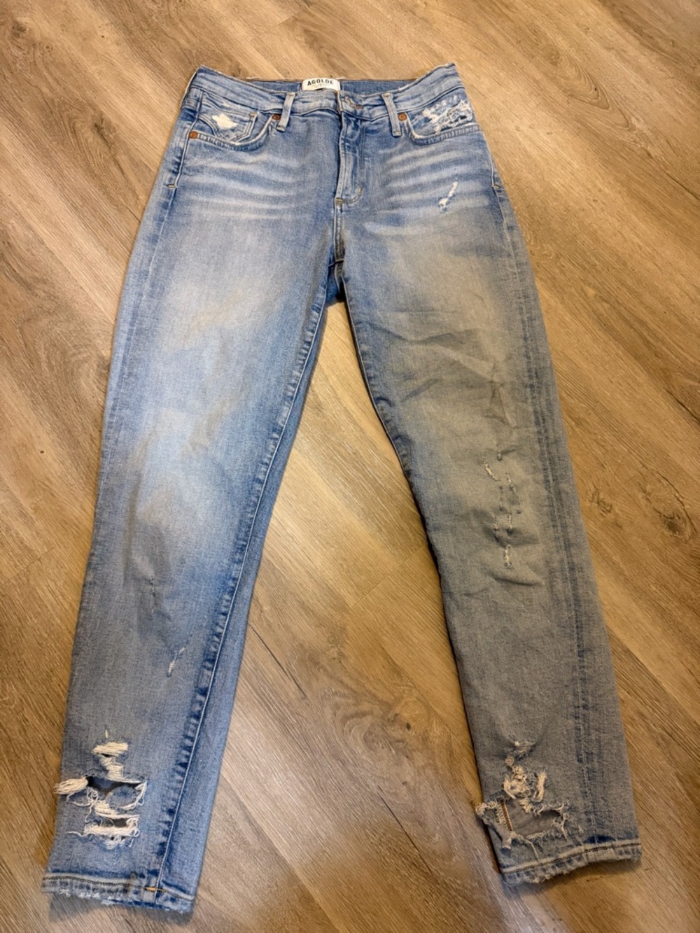 AGOLDE Distressed Skinny Jeans Light Wash Size 25
